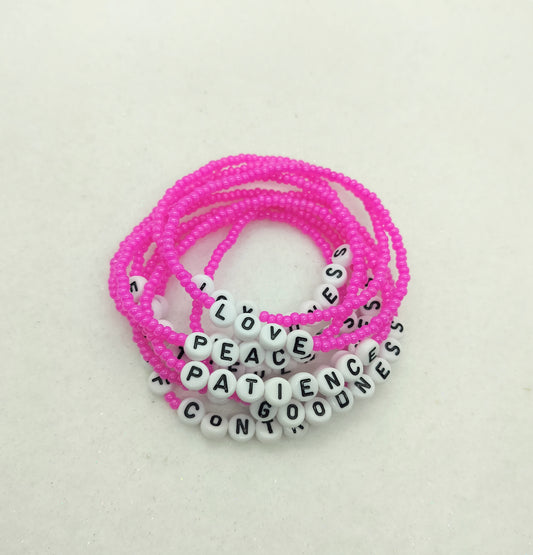 Fruit of the Spirit Bracelet Set (9)-Hot Pink – Faith-Inspired Stackable Bracelets – Christian Gifts for Women – Spiritual Jewelry