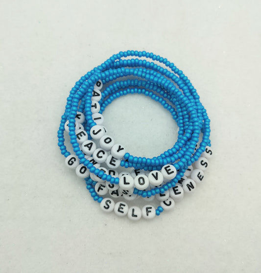 Fruit of the Spirit Bracelet Set (9) -Blue– Faith-Inspired Stackable Bracelets – Christian Gifts for Women – Spiritual Jewelry