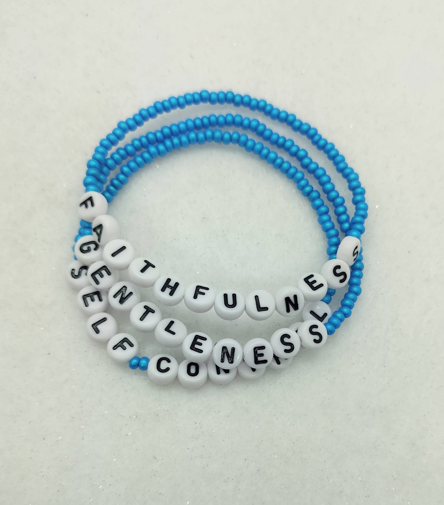 Fruit of the Spirit Bracelet Set (9) -Blue– Faith-Inspired Stackable Bracelets – Christian Gifts for Women – Spiritual Jewelry