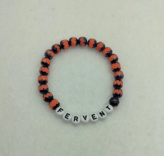 Fervent - Orange & Blue Beaded Word Bracelet | Handmade Vibrant Statement Jewelry | Inspirational Gift for Her