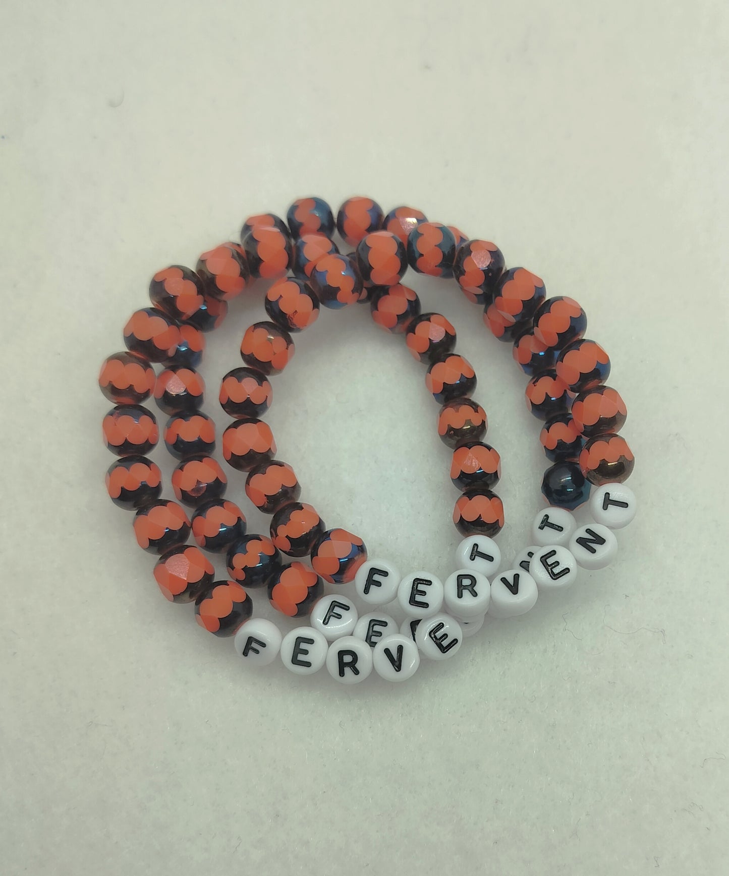 Fervent - Orange & Blue Beaded Word Bracelet | Handmade Vibrant Statement Jewelry | Inspirational Gift for Her