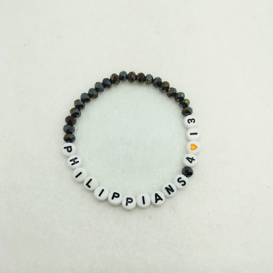 Philippians 4:13 - Beaded Word Bracelet | Faith-Inspired Christian Jewelry | Strength & Encouragement Gift for Him or Her
