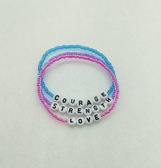 Courage, Strength & Love Bracelet Set – 3 Pieces