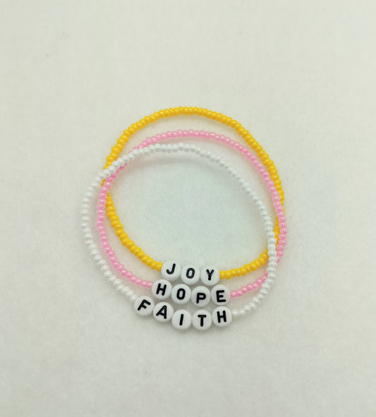 Joy, Hope & Faith Bracelet Set – 3 Pieces
