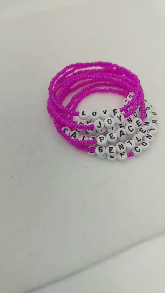 Fruit of the Spirit Bracelet Set (9)-Hot Pink – Faith-Inspired Stackable Bracelets – Christian Gifts for Women – Spiritual Jewelry