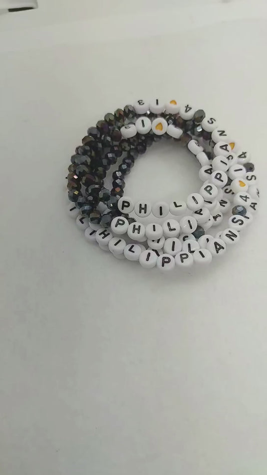 Philippians 4:13 - Beaded Word Bracelet | Faith-Inspired Christian Jewelry | Strength & Encouragement Gift for Him or Her