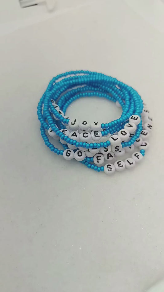 Fruit of the Spirit Bracelet Set (9) -Blue– Faith-Inspired Stackable Bracelets – Christian Gifts for Women – Spiritual Jewelry