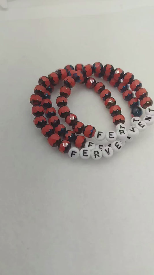 Fervent - Orange & Blue Beaded Word Bracelet | Handmade Vibrant Statement Jewelry | Inspirational Gift for Her