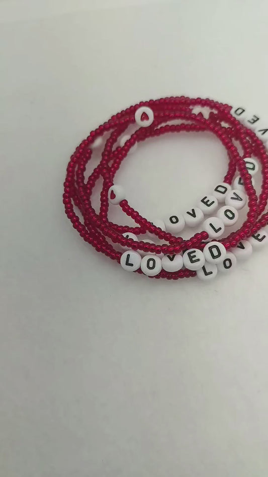 Loved - Beaded Word Bracelet for Women | Faith-Inspired Jewelry | Handmade Stretch Bracelet | Christian Gift for Her