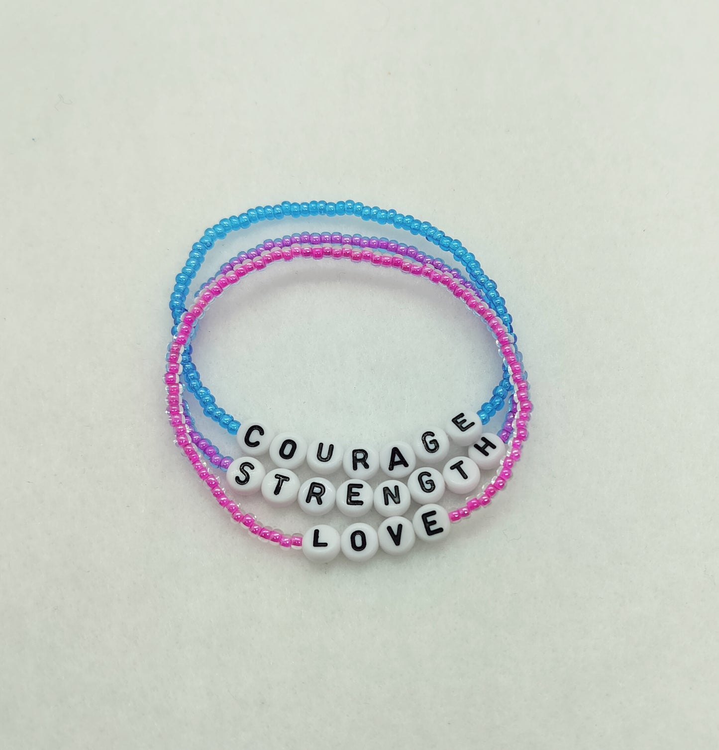 Courage, Strength & Love Bracelet Set – 3 Pieces