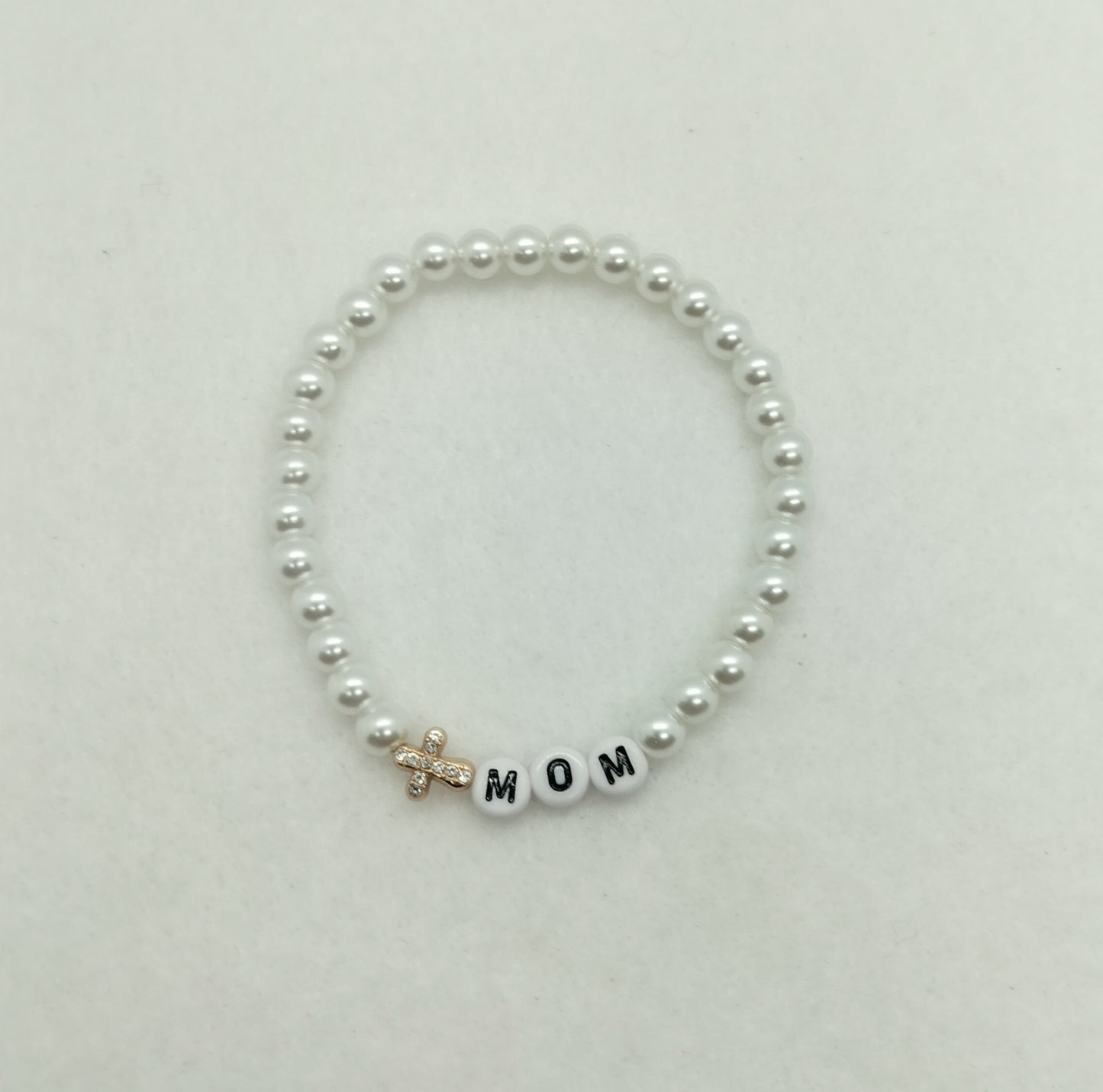 "Mom" Bracelet with Cross Charm